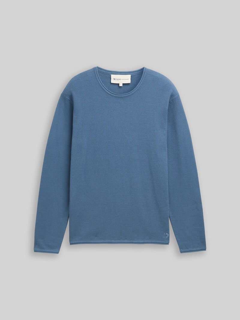 Tom Tailor Strickpullover aus Baumwolle - Dusty Denim Blue