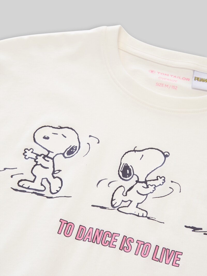 Tom Tailor Oversize T-Shirt mit Snoopy-Print - Whisper White
