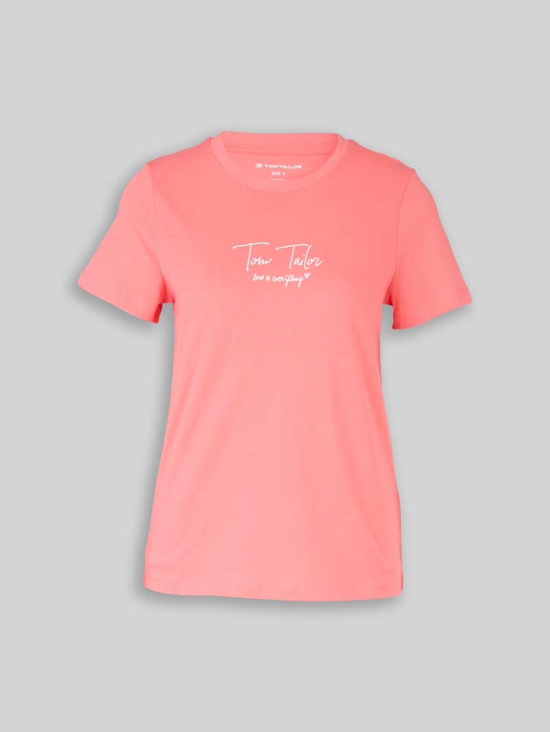 Tom Tailor T-Shirt mit Logo-Print - Soft Coral Pink