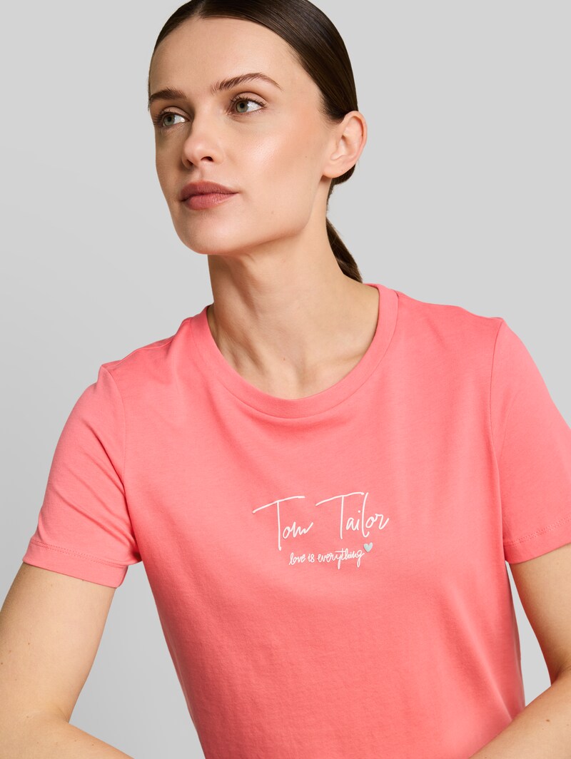 Tom Tailor T-Shirt mit Logo-Print - Soft Coral Pink