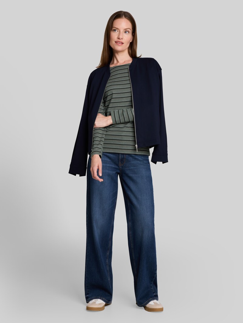 Tom Tailor Langarmshirt mit Herz-Stickerei - Green Dusty Light Green Stripe