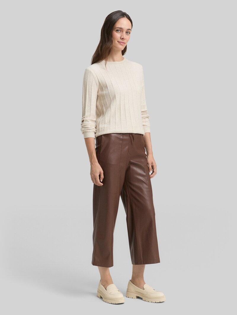Tom Tailor Culotte Hose in Lederoptik - Dark Pecan Brown