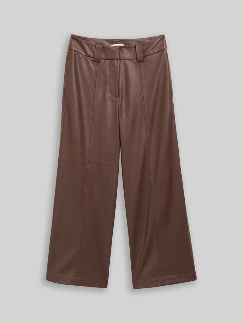 Tom Tailor Culotte Hose in Lederoptik - Dark Pecan Brown