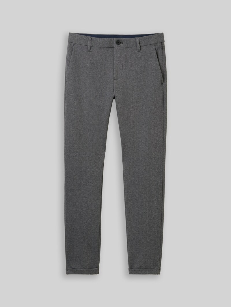 Tom Tailor TTTRAVIS SLIM Chino Hose aus Piqué Jersey - Black White Birds Eye