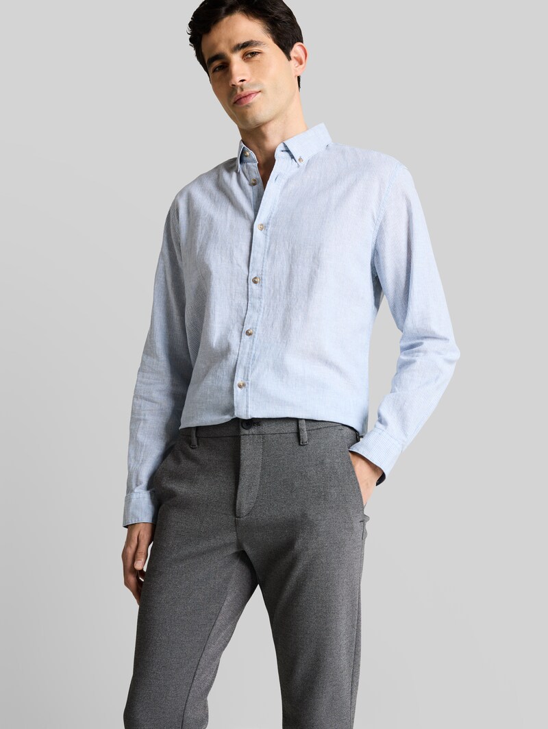 Tom Tailor TTTRAVIS SLIM Chino Hose aus Piqué Jersey - Black White Birds Eye