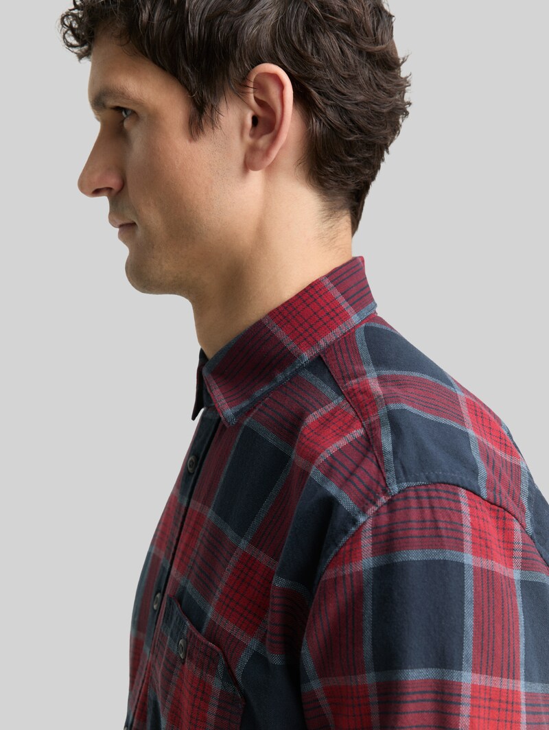 Tom Tailor Comfort Fit Hemd mit Karomuster - Navy Red Check