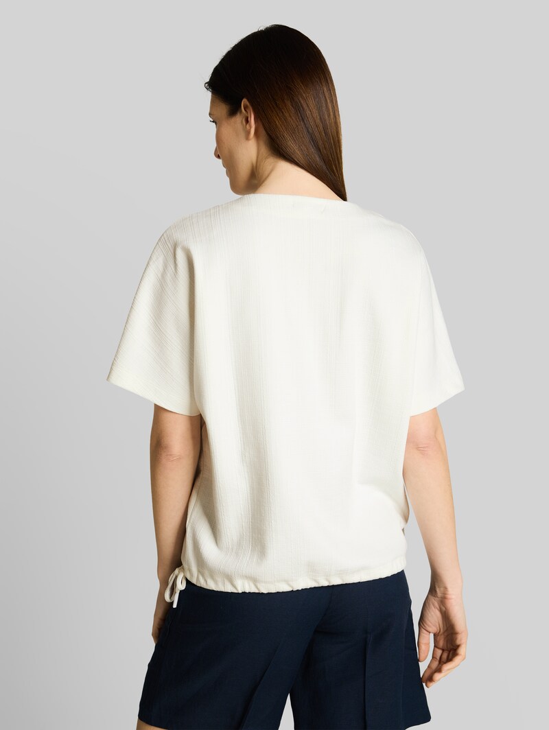 Tom Tailor Jacquard Sweatshirt mit V-Ausschnitt - Whisper White