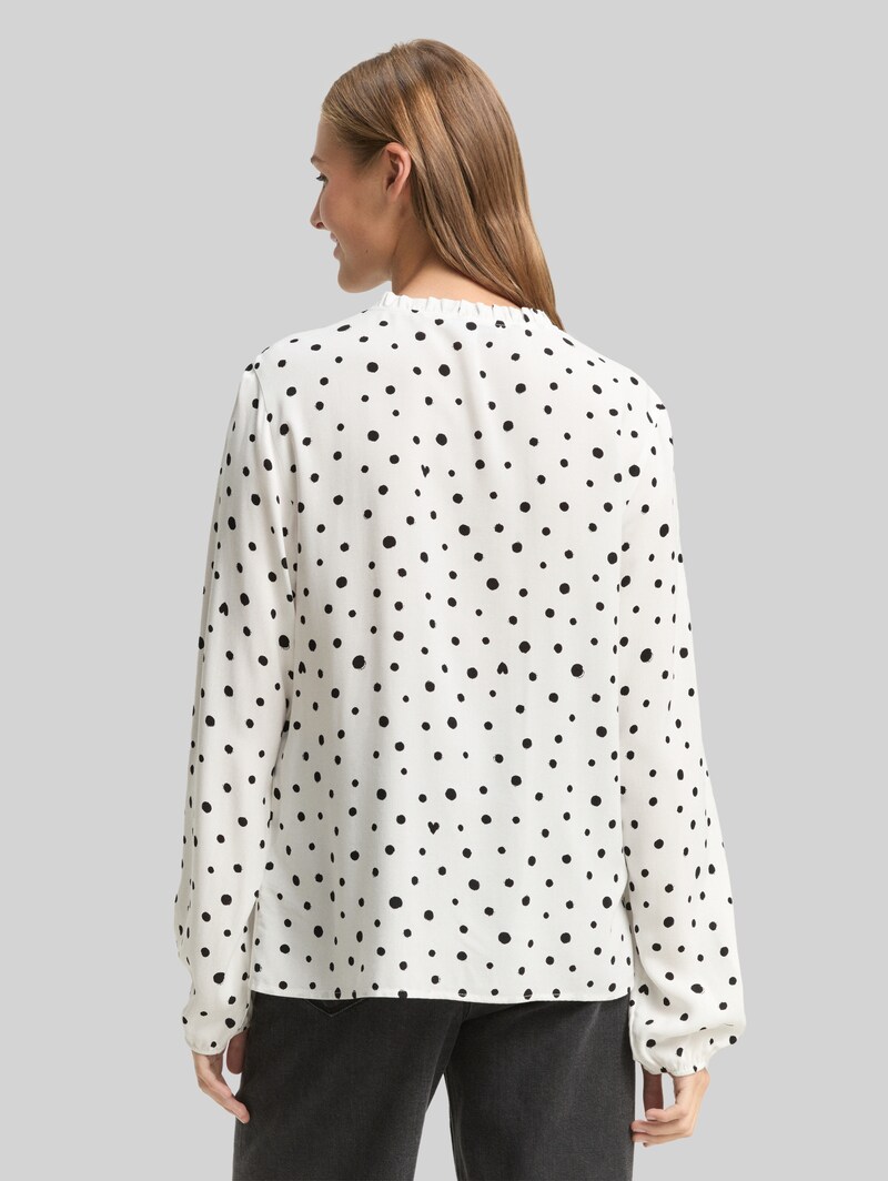 Tom Tailor Bluse mit Punktmuster - Small Offwhite Black Dot Print