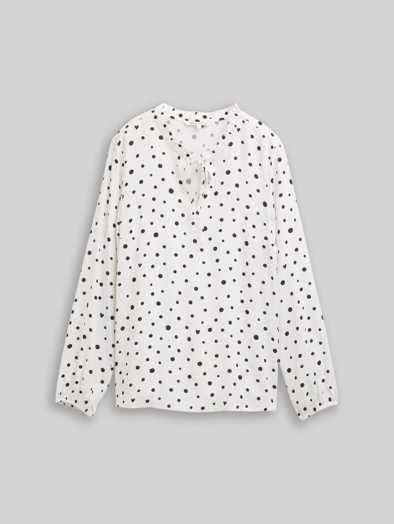 Tom Tailor Bluse mit Punktmuster - Small Offwhite Black Dot Print