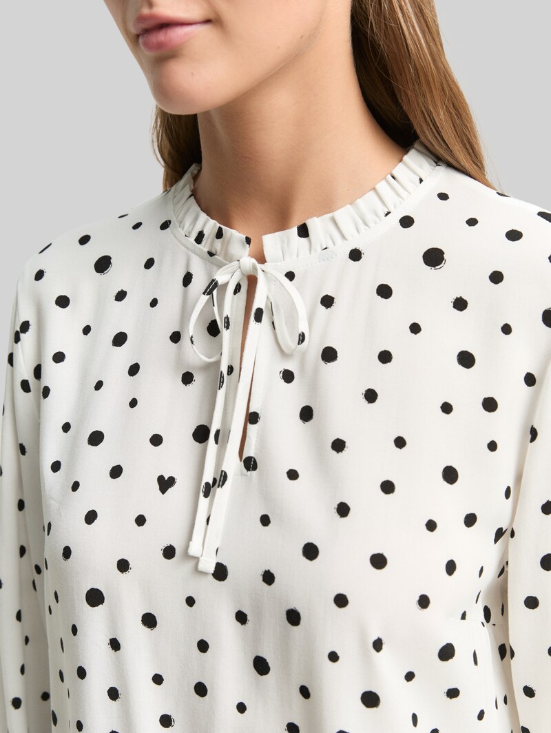 Tom Tailor Bluse mit Punktmuster - Small Offwhite Black Dot Print