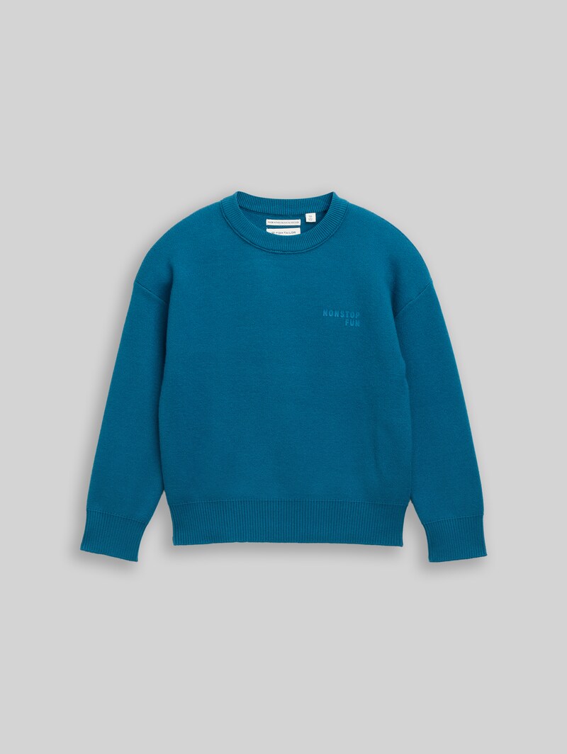 Tom Tailor Oversize Strickpullover mit Print - Dark Tile Green