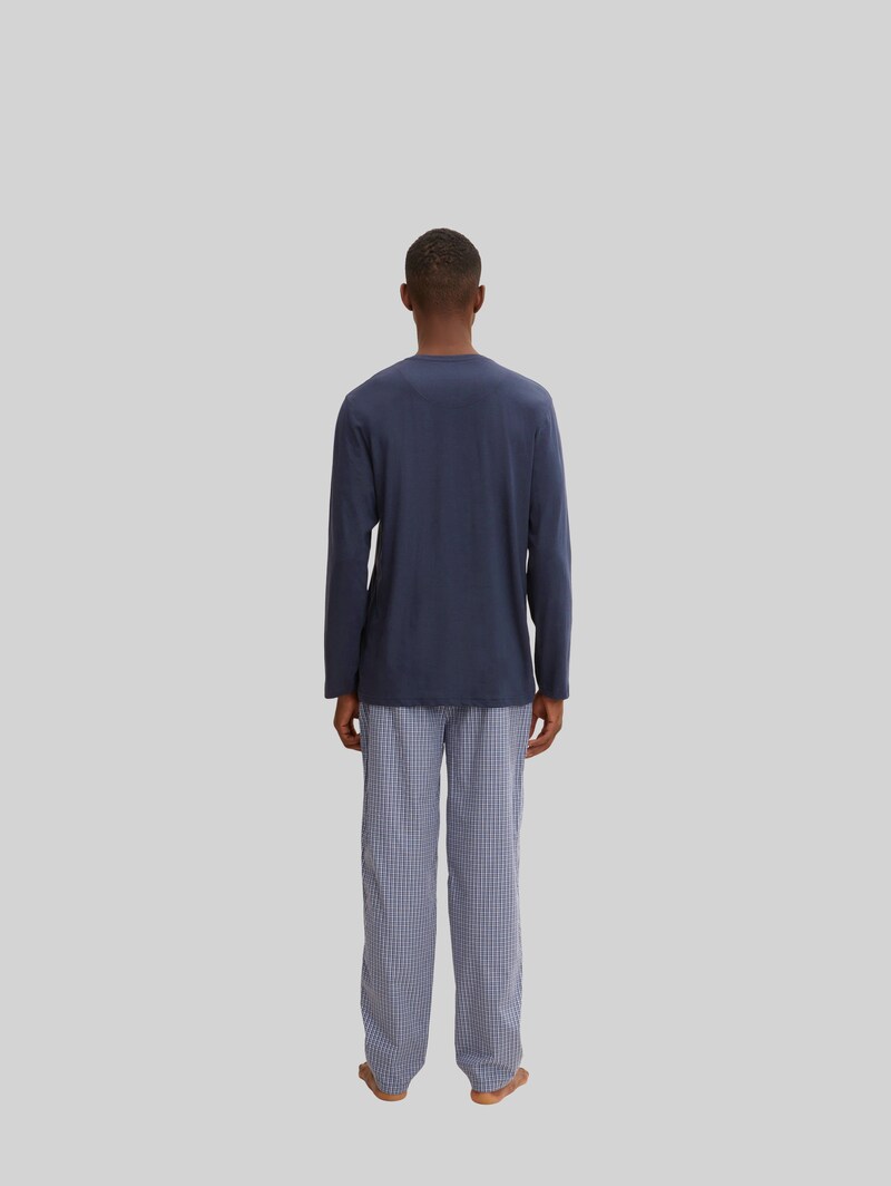 Tom Tailor Pyjama-Langarmshirt aus Baumwolle - Blue-dark-solid