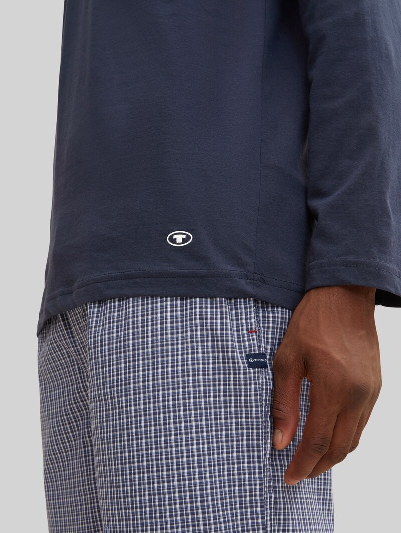 Tom Tailor Pyjama-Langarmshirt aus Baumwolle - Blue-dark-solid