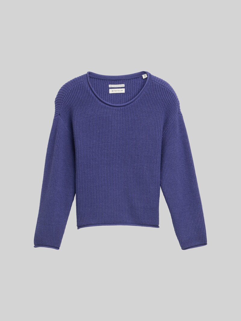 Tom Tailor Cropped Strickpullover - Dark Blue Harbor
