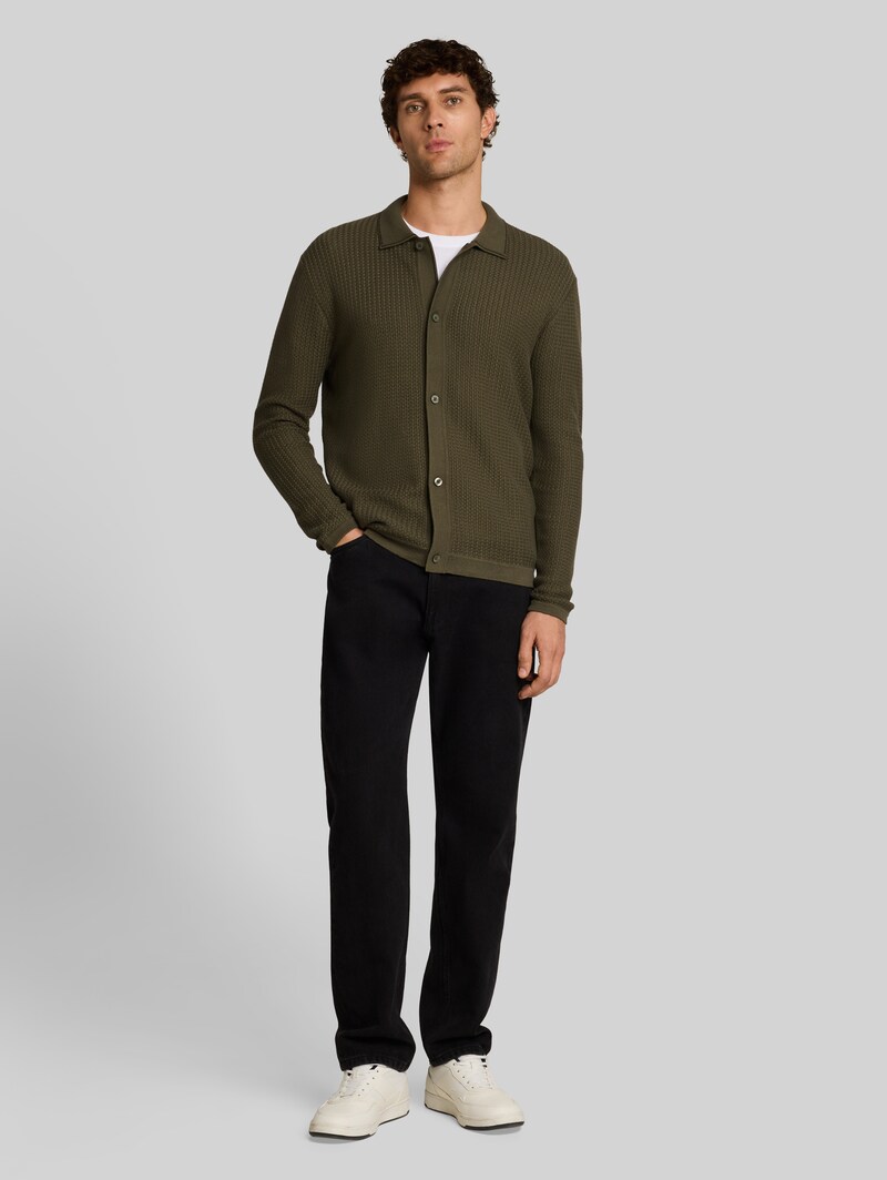 Tom Tailor Relaxed Fit Strickjacke - Urban Olive Green