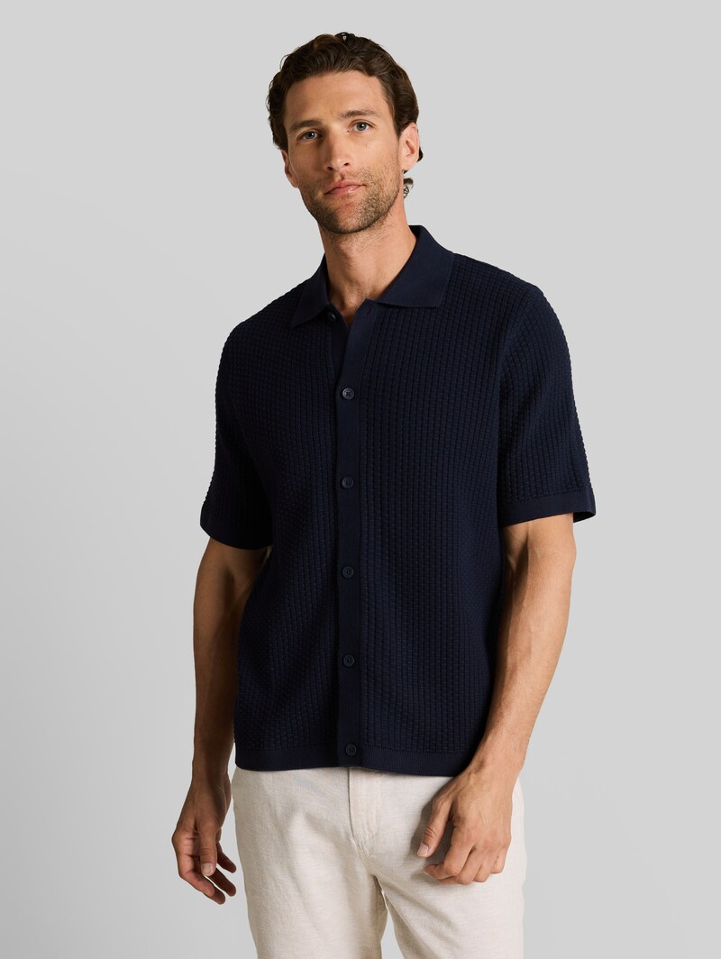 Tom Tailor Strickjacke mit Polokragen - Sky Captain Blue Tom Tailor Strickjacke mit Polokragen - Sky Captain Blue