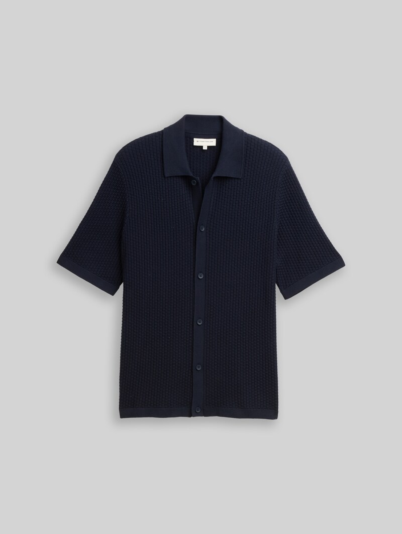 Tom Tailor Strickjacke mit Polokragen - Sky Captain Blue