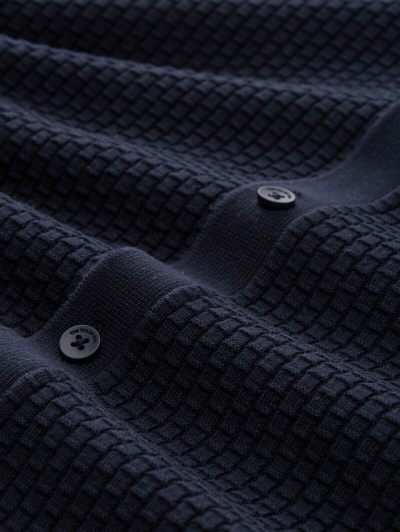Tom Tailor Strickjacke mit Polokragen - Sky Captain Blue