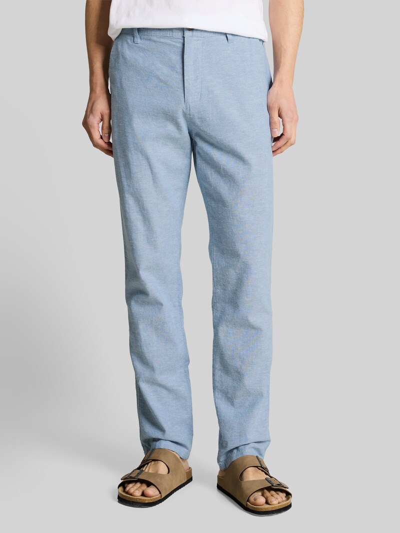 Tom Tailor TTREGULAR Chino Hose mit Leinenanteil - Bleeched Blue Chambray