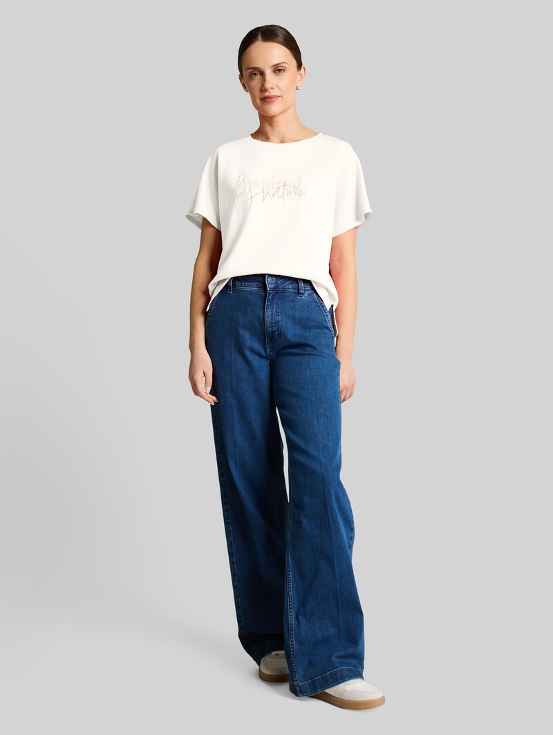 Tom Tailor Loose Fit Scuba T-Shirt mit Print - Off White 3