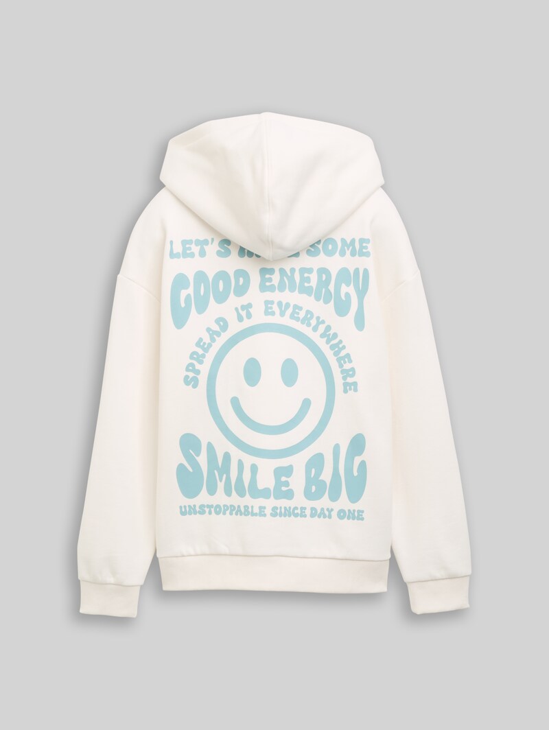 Tom Tailor Oversize Hoodie Sweatshirt mit Rückenprint - Gardenia White Tom Tailor Oversize Hoodie Sweatshirt mit Rückenprint - Gardenia White