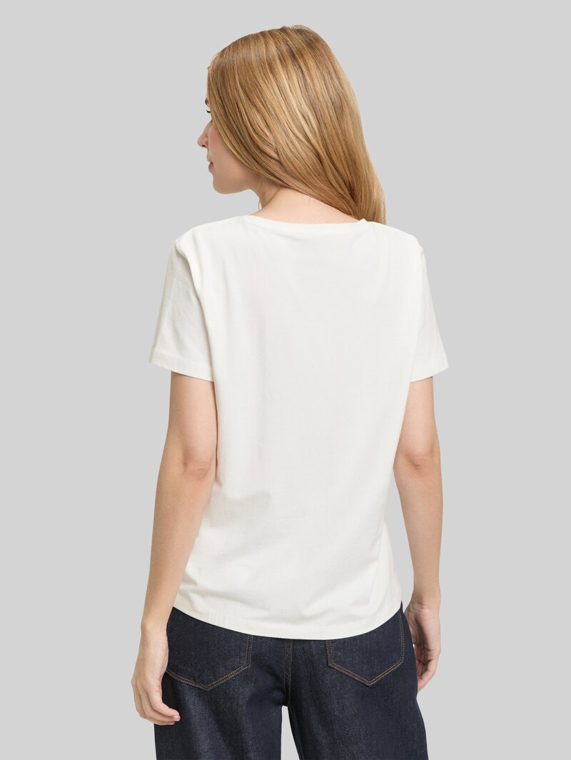 Tom Tailor T-Shirt mit Blumen-Stickerei - Whisper White