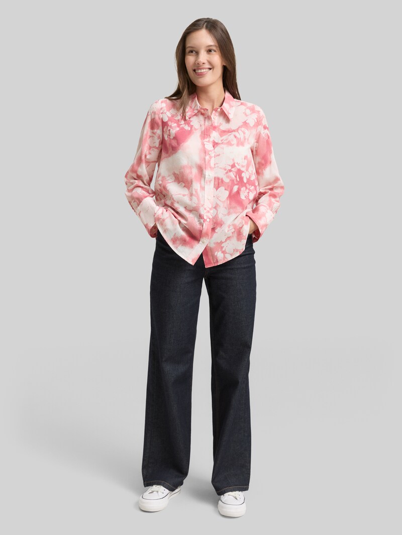 Tom Tailor Hemdbluse mit Muster - Red Brushed Flower Design