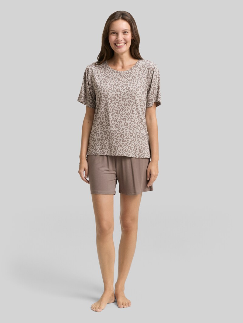 Tom Tailor Pyjama-Set mit Leo-Print - Grey-medium-allover