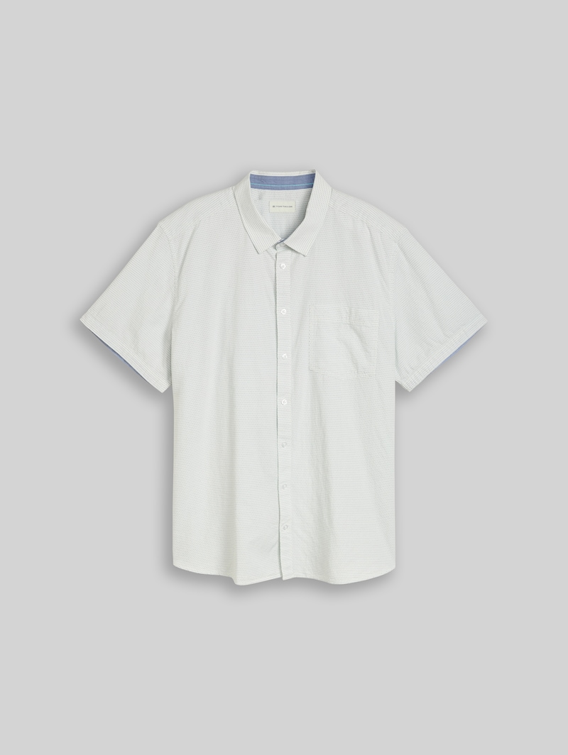 Tom Tailor Plus Size - Regular Fit Kurzarmhemd aus Baumwolle - Gardenia White Dot Structure