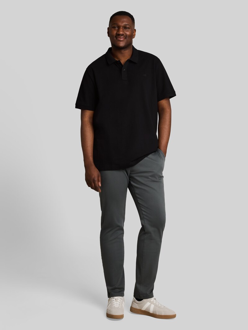 Tom Tailor Plus Size - Piqué Poloshirt mit Logo-Stickerei - Black