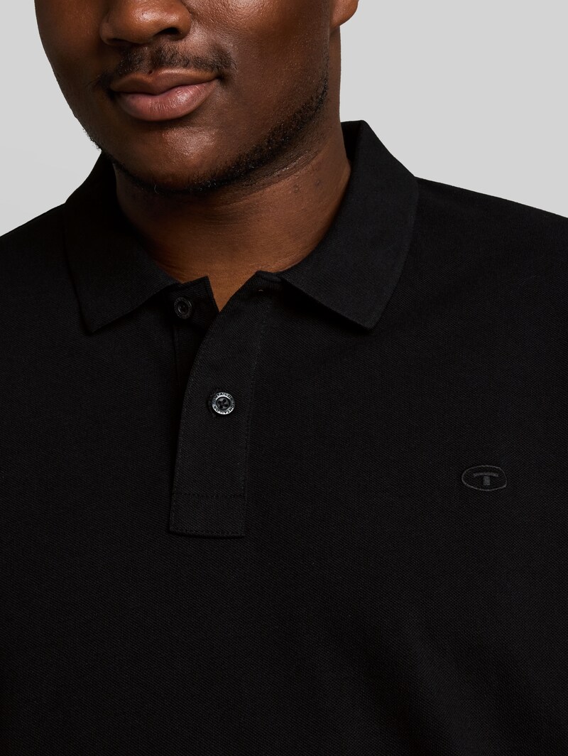 Tom Tailor Plus Size - Piqué Poloshirt mit Logo-Stickerei - Black