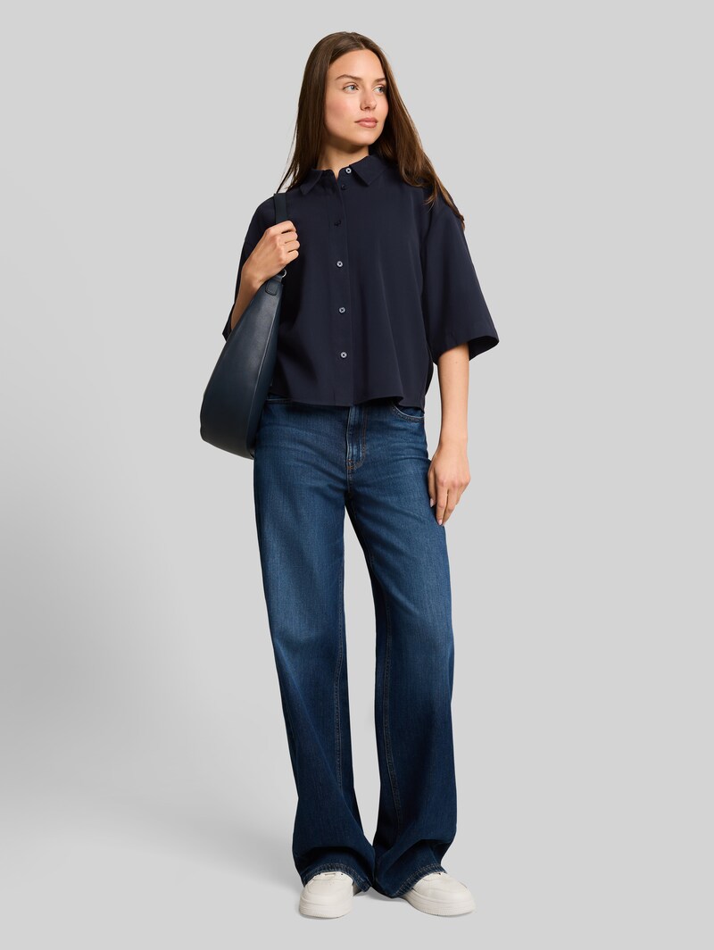 Tom Tailor Oversize Hemdbluse mit 3/4-Arm - Sky Captain Blue