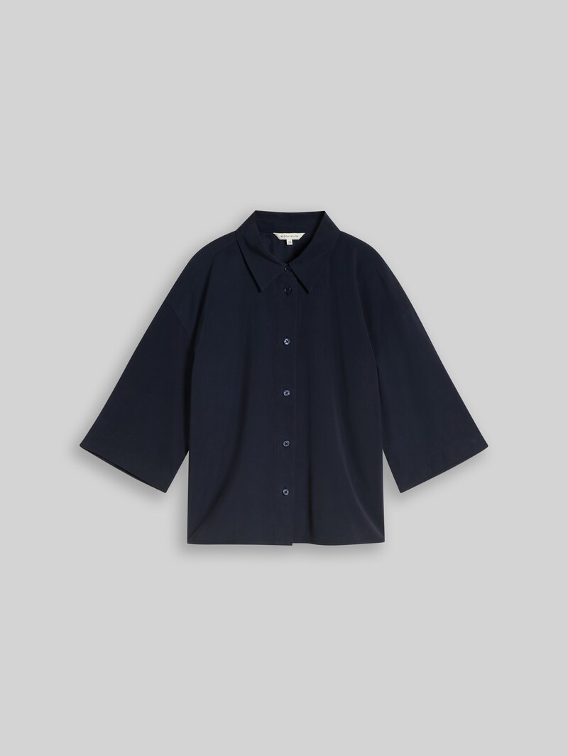 Tom Tailor Oversize Hemdbluse mit 3/4-Arm - Sky Captain Blue