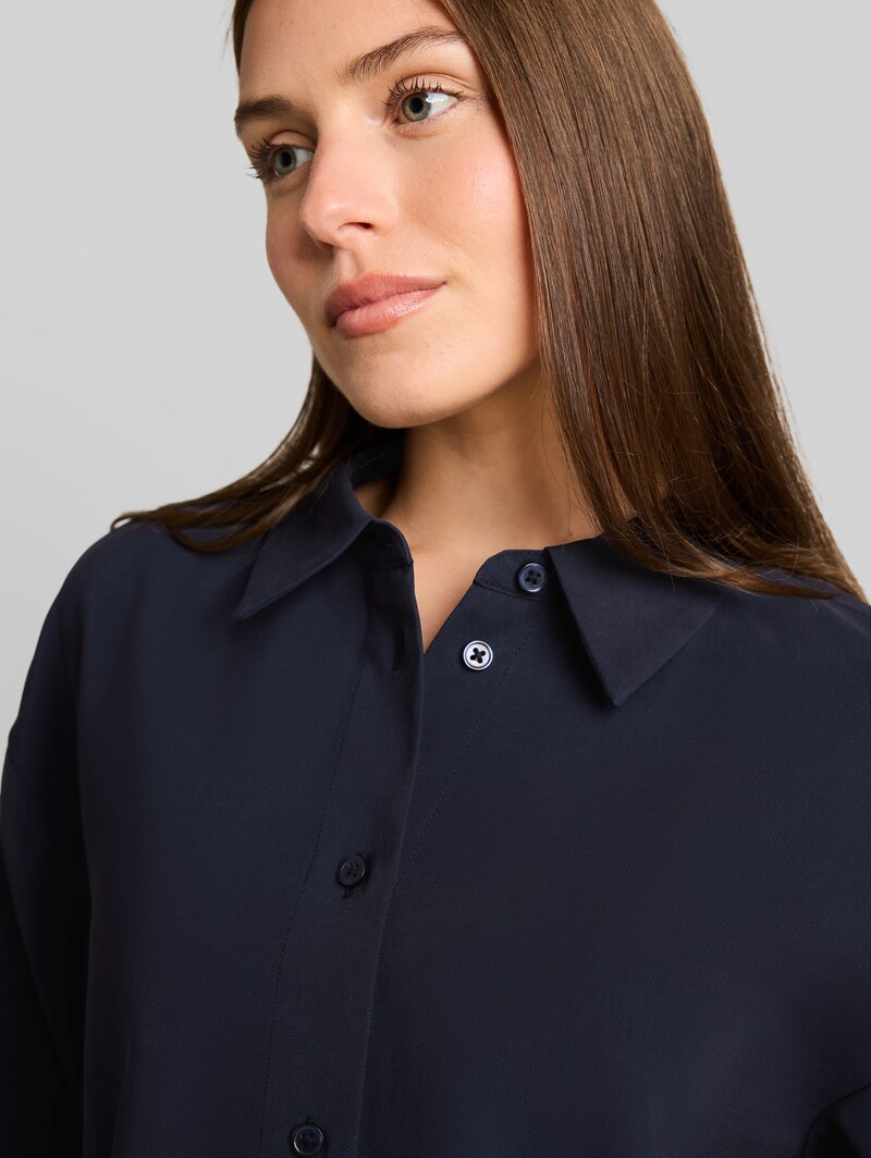 Tom Tailor Oversize Hemdbluse mit 3/4-Arm - Sky Captain Blue