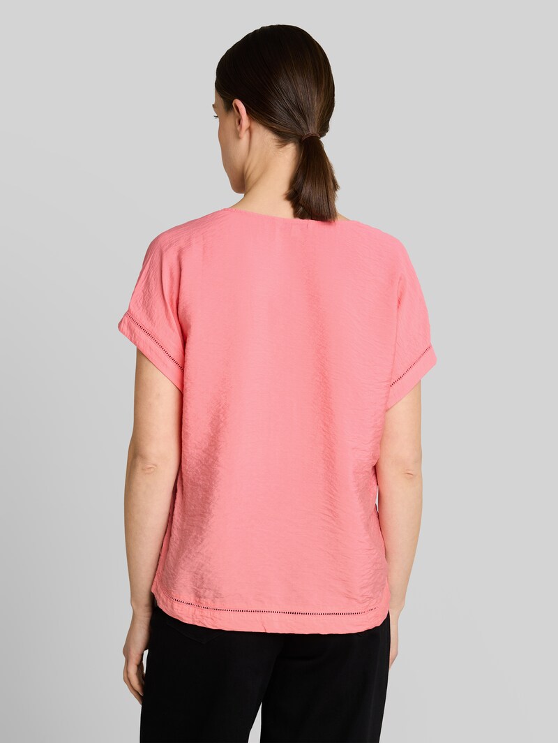 Tom Tailor Loose Fit Bluse mit V-Ausschnitt - Soft Fuchsia Pink