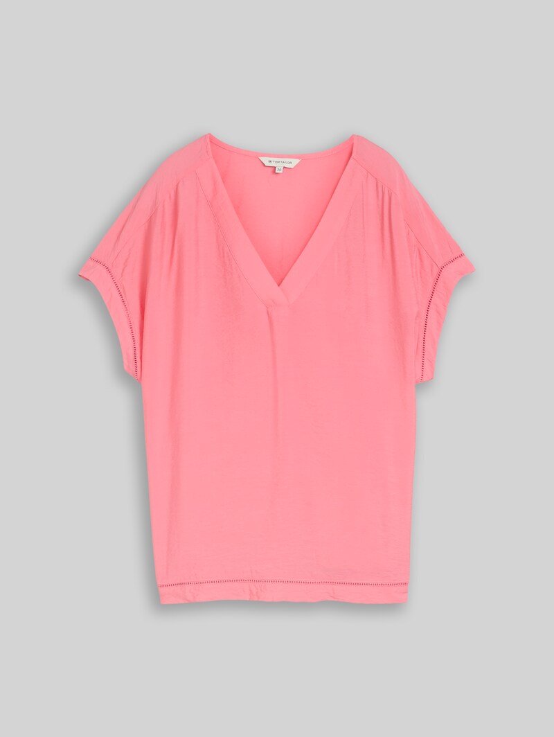 Tom Tailor Loose Fit Bluse mit V-Ausschnitt - Soft Fuchsia Pink