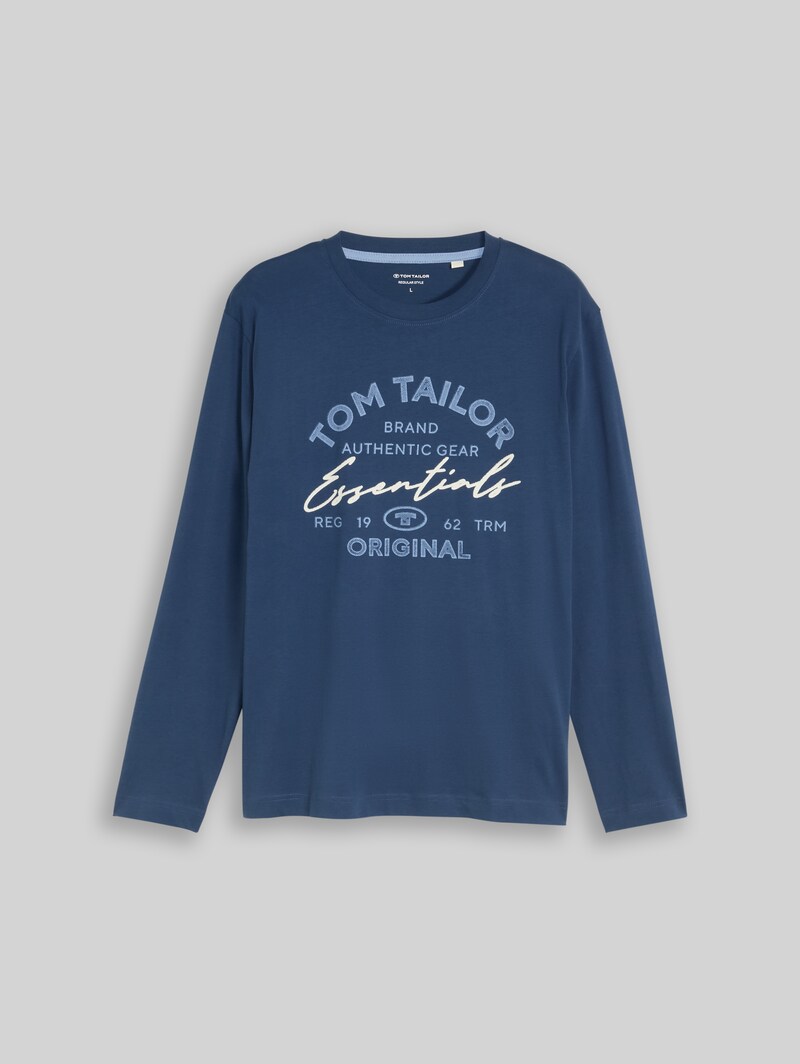 Tom Tailor Langarmshirt mit Logo-Print - Dark Duck Blue