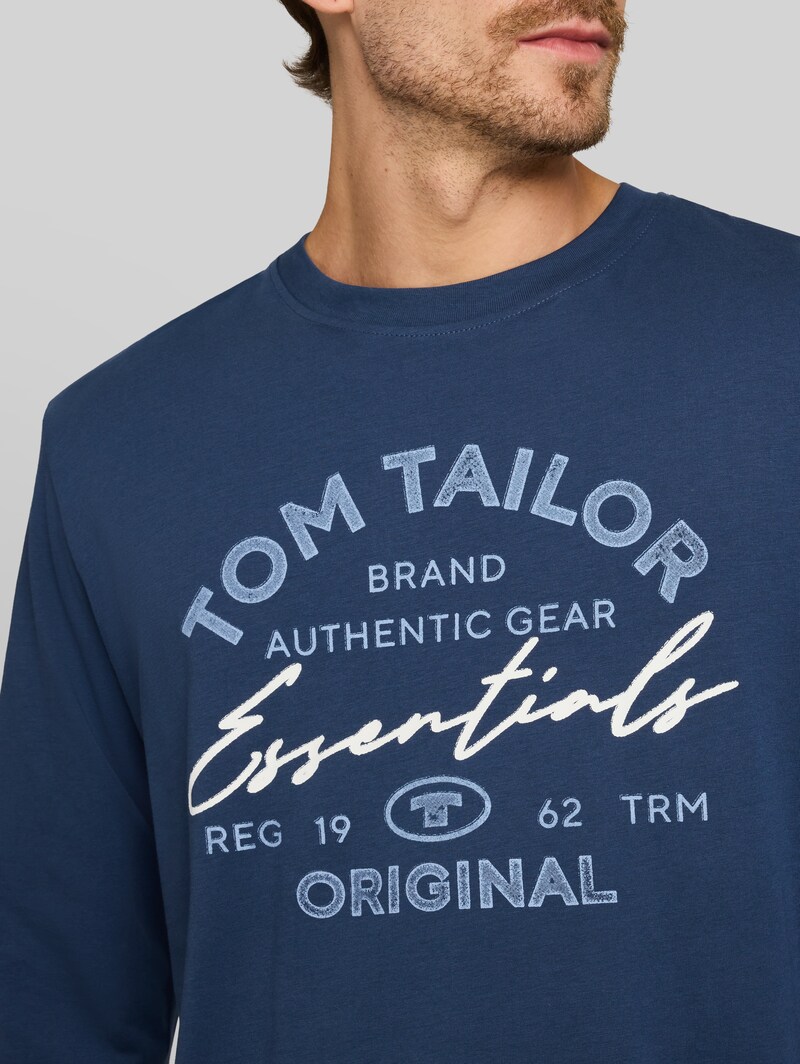 Tom Tailor Langarmshirt mit Logo-Print - Dark Duck Blue
