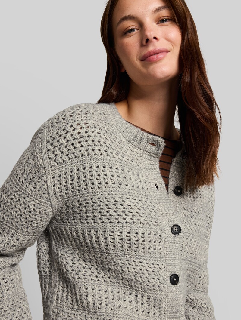 Tom Tailor Cardigan mit Wollanteil - Soft Grey Melange
