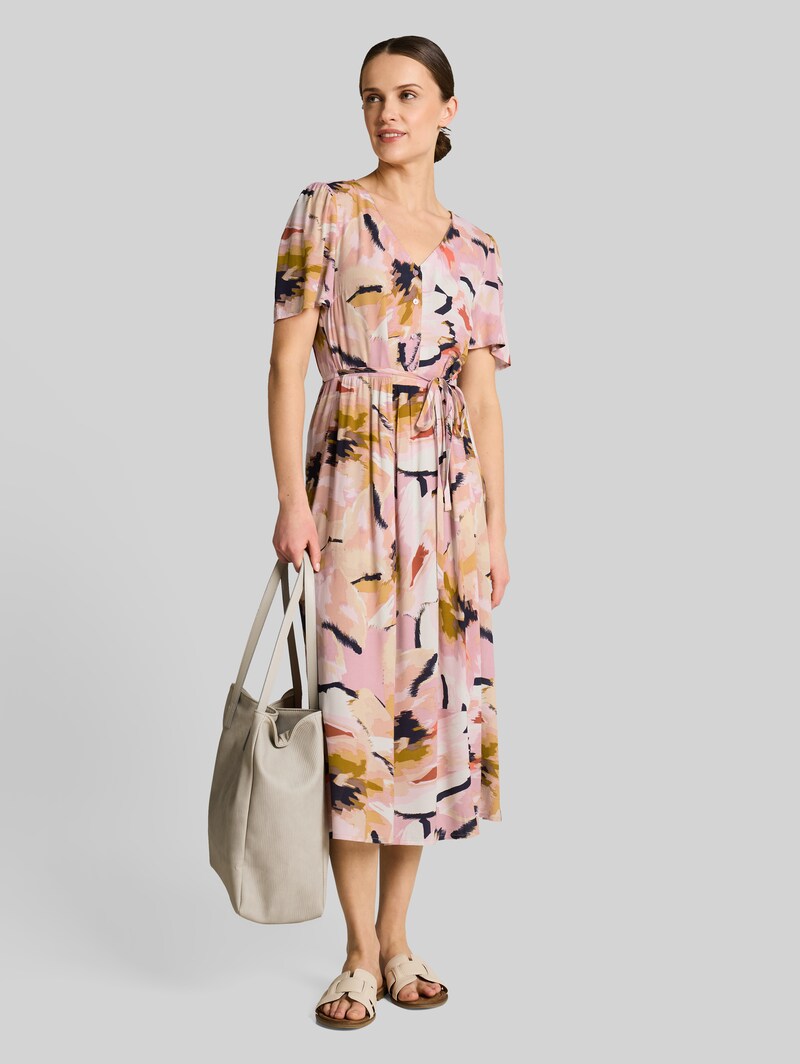 Tom Tailor Midi-Kleid mit Muster - Big Abstract Flower Print