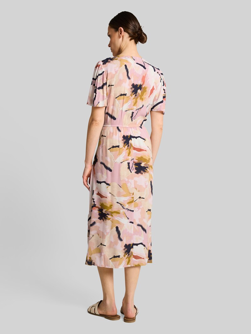 Tom Tailor Midi-Kleid mit Muster - Big Abstract Flower Print
