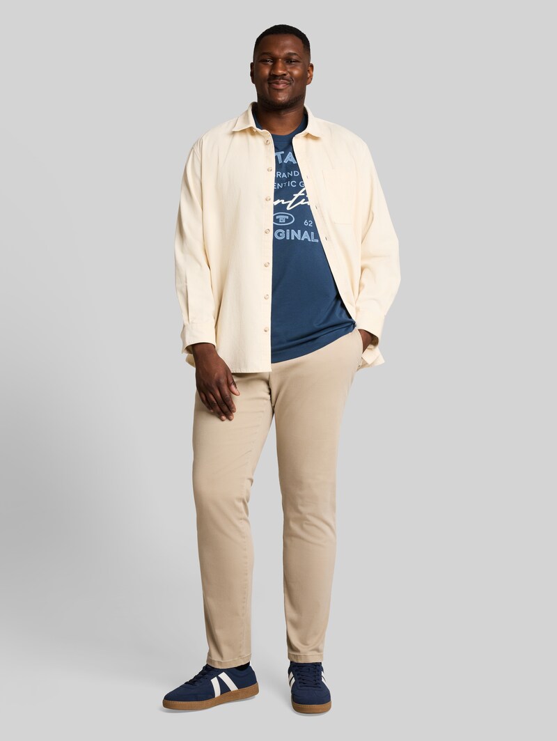 Tom Tailor Plus Size - Langarmshirt mit Logo-Print - Dark Duck Blue