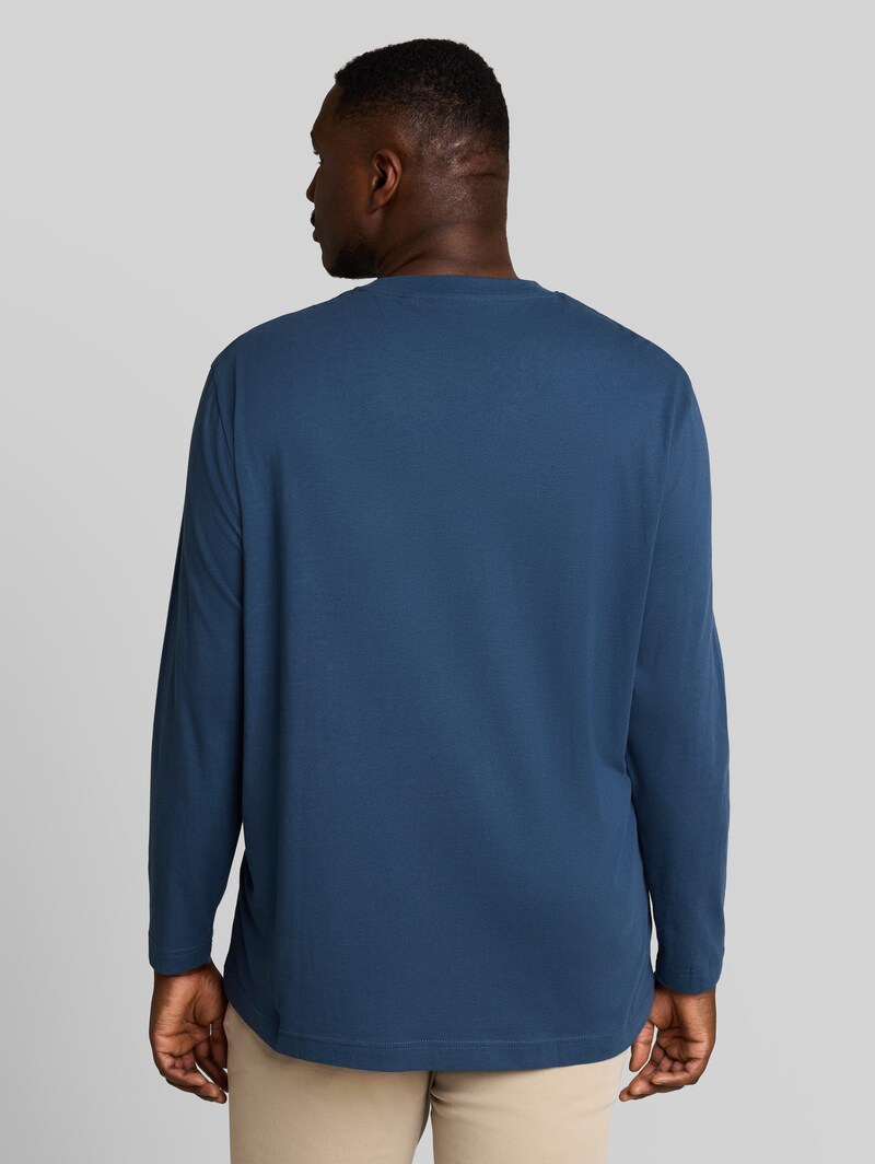 Tom Tailor Plus Size - Langarmshirt mit Logo-Print - Dark Duck Blue