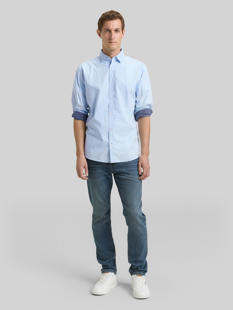 Tom Tailor Regular Fit Hemd mit Stretch - Light Metal Blue