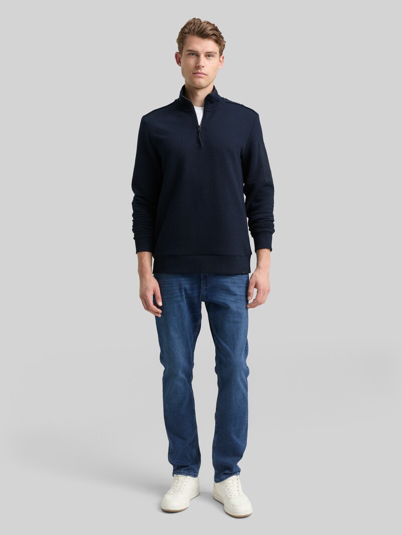 Tom Tailor Troyer Sweatshirt mit Ärmeltasche - Sky Captain Blue