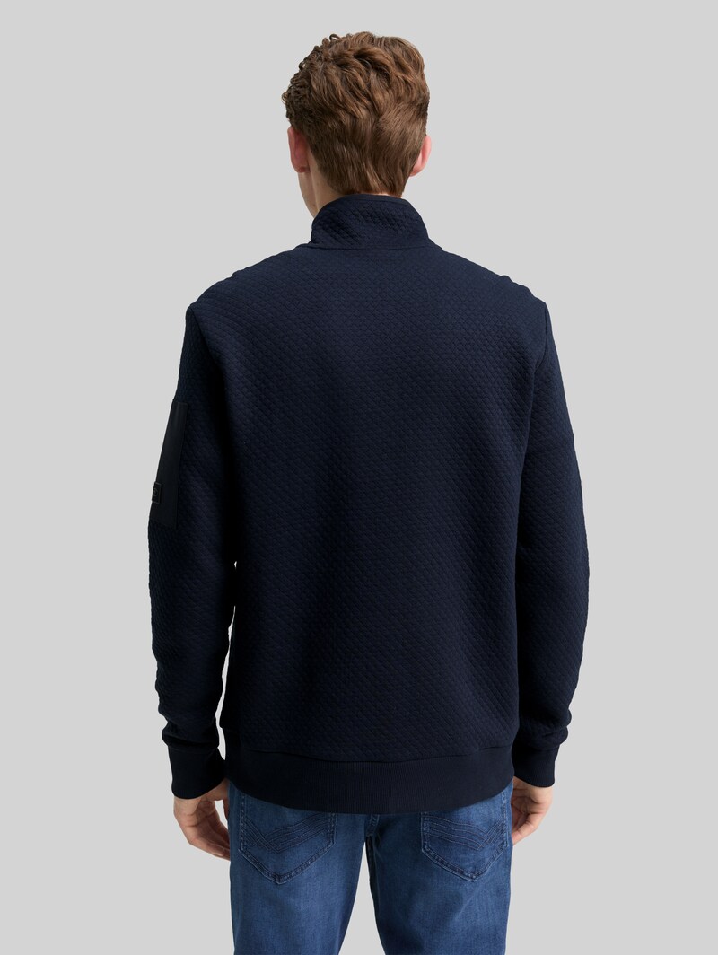 Tom Tailor Troyer Sweatshirt mit Ärmeltasche - Sky Captain Blue