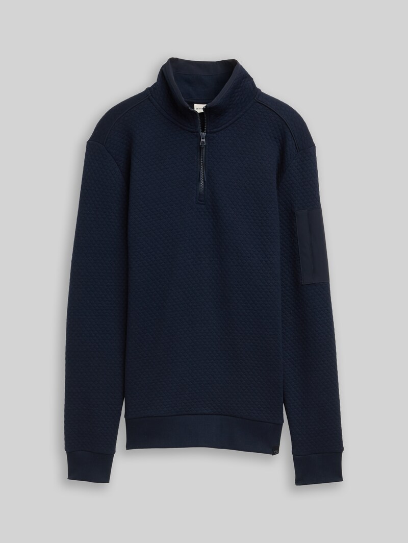 Tom Tailor Troyer Sweatshirt mit Ärmeltasche - Sky Captain Blue