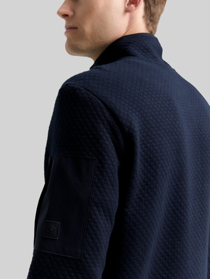 Tom Tailor Troyer Sweatshirt mit Ärmeltasche - Sky Captain Blue