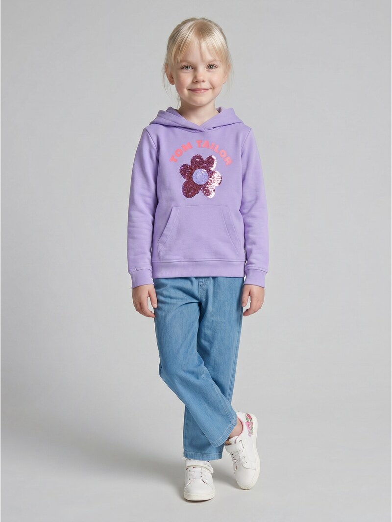 Tom Tailor Hoodie Sweatshirt mit Wendepailletten - Sweet Purple