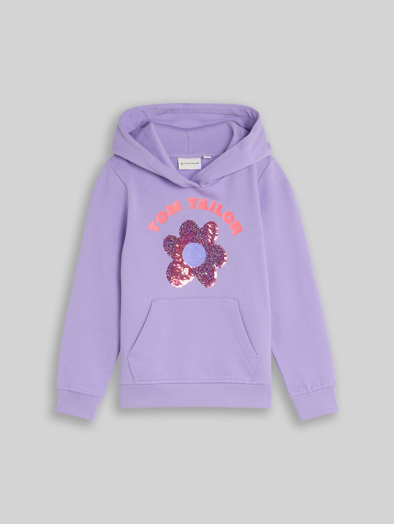Tom Tailor Hoodie Sweatshirt mit Wendepailletten - Sweet Purple